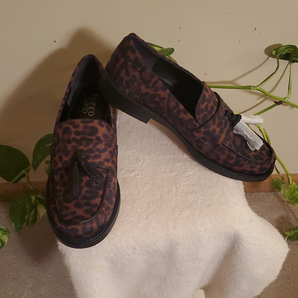 Franco Sarto Leopard Print Loafers with Tassels